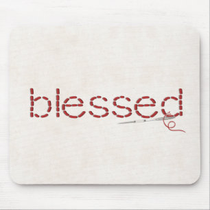 Mousepad mensagem de texto BLESSED com ponto vermelho com a