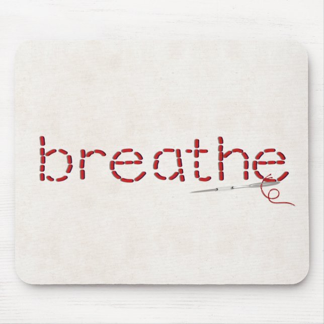 Mousepad mensagem de texto BREATHE com ponto vermelho com a (Frente)