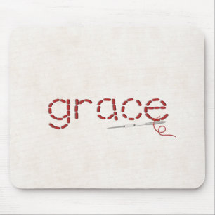 Mousepad mensagem de texto GRACE com ponto vermelho com agu