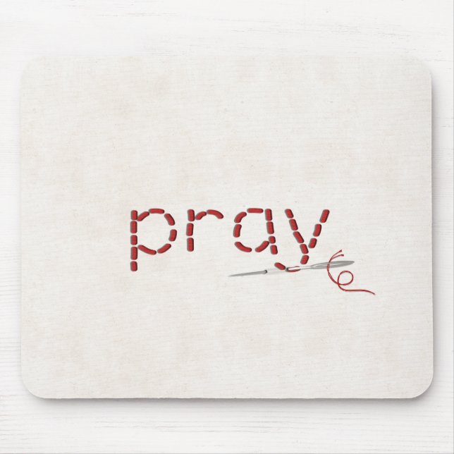 Mousepad mensagem de texto PRAY com ponto vermelho com agul (Frente)