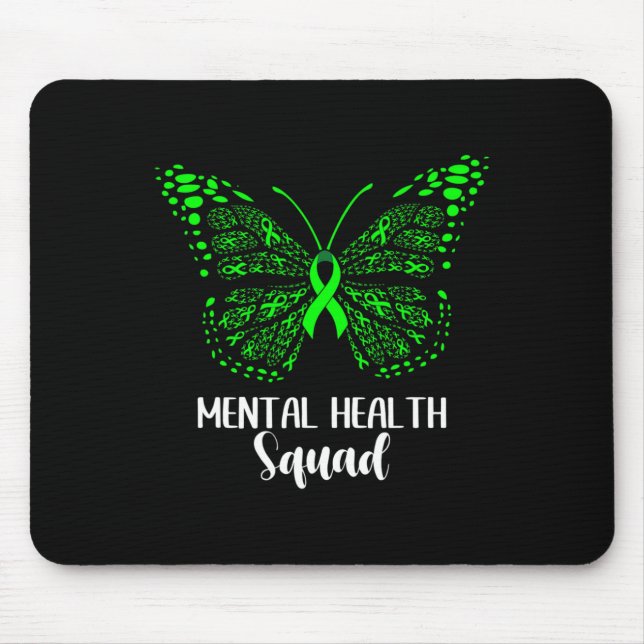 Mousepad Mental Health Squad Apreciation Day Butterfly Wom (Frente)