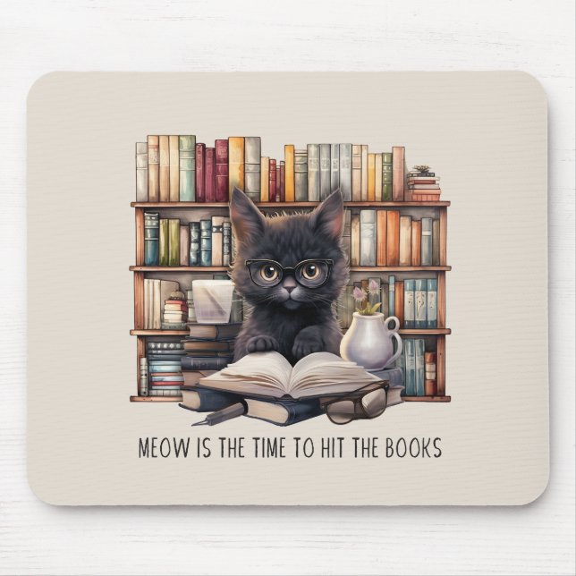 Mousepad Meow É A Hora De Atingir Os Livros (Frente)
