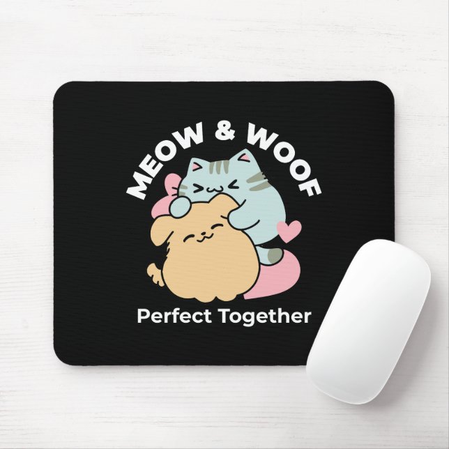 Mousepad Meow & Woof Perfect Toga - Gato e Cachorro Bonitos (Com mouse)