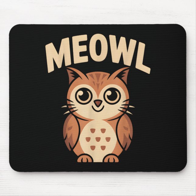 Mousepad Meowl Cat Owl Hybrid Funny Meme Brain Rot Gen Alph (Frente)