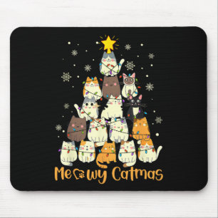 Mousepad Meowy Catmas Árvore de Natal Xmas Meninas Fu