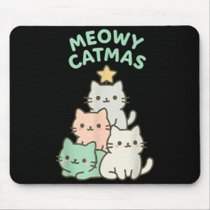 Mousepad Meowy Catmas Gato Árvore de Natal Gatinho Fofo Nat