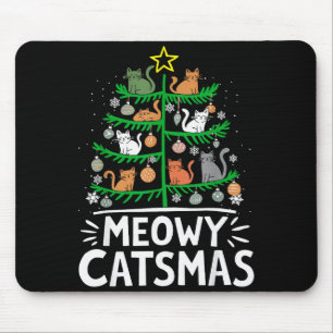 Mousepad Meowy Catmas Gato Árvore de Natal Xmas Papai Noel