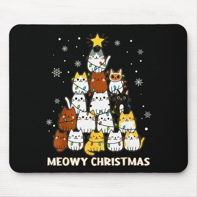 Mousepad Meowy Christmas Tree Merry Catmas Cat Lover For Me (Frente)
