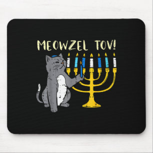 Mousepad Meowzel Tov Gato Judaico Divertido Hanukkah Chanuk