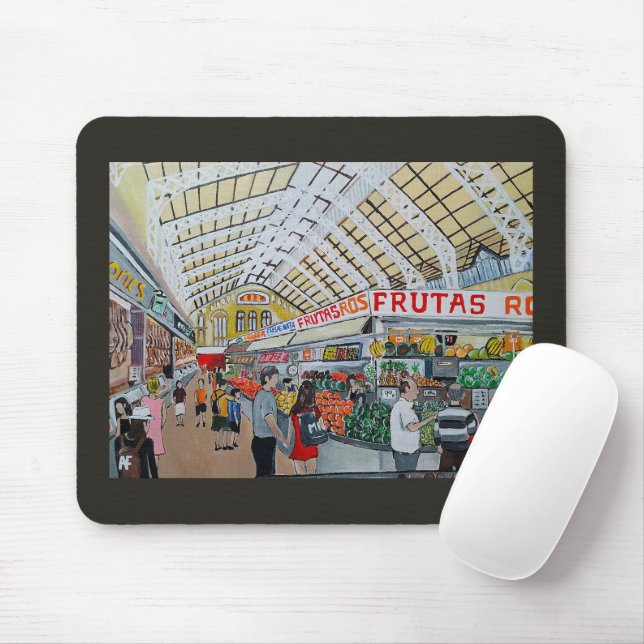 Mousepad Mercado Central de Valencia Painting by Alfred Fox (Com mouse)
