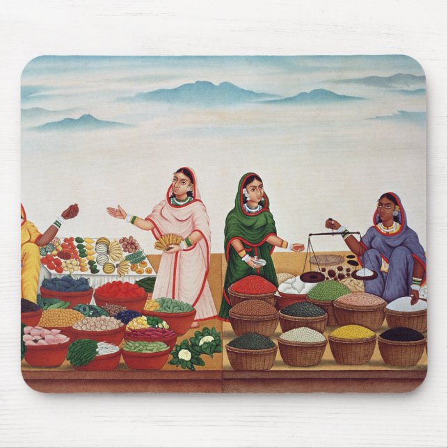 Mousepad Mercado do vegetal e da especiaria em Benares, (Frente)