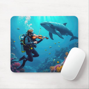 Mousepad Mergulhador tocando violino para uma baleia