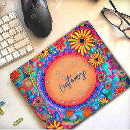 Mousepad Mergulho Boho Floral Personalizável Inspirivência