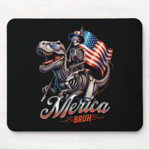 Mousepad Merica Bruh Patriótico Dinossauro do Esqueleto T R