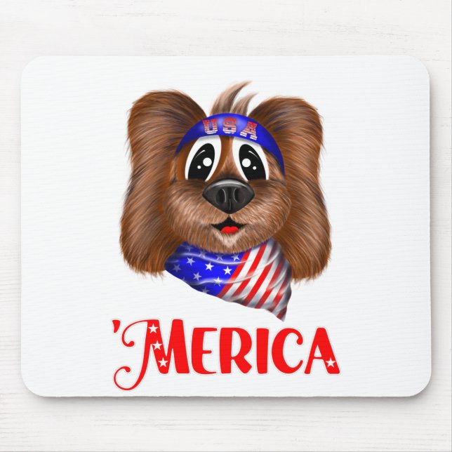 Mousepad Merica Cute Dog, Pup Patriótico (Frente)