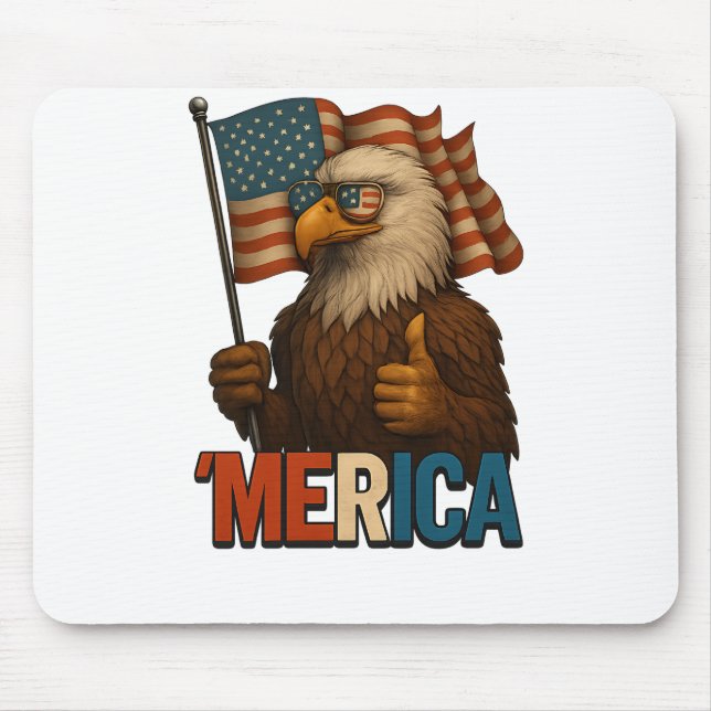 Mousepad Merica Eagle Engraçado e Patriótico (Frente)