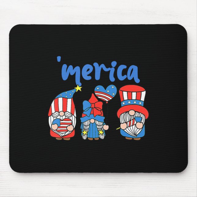 Mousepad Merica Gnomos EUA Bandeira Fireworks Dia 4 (Frente)