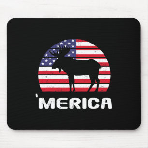 Mousepad Merica Moose American Flag Usa Patriótica Independ