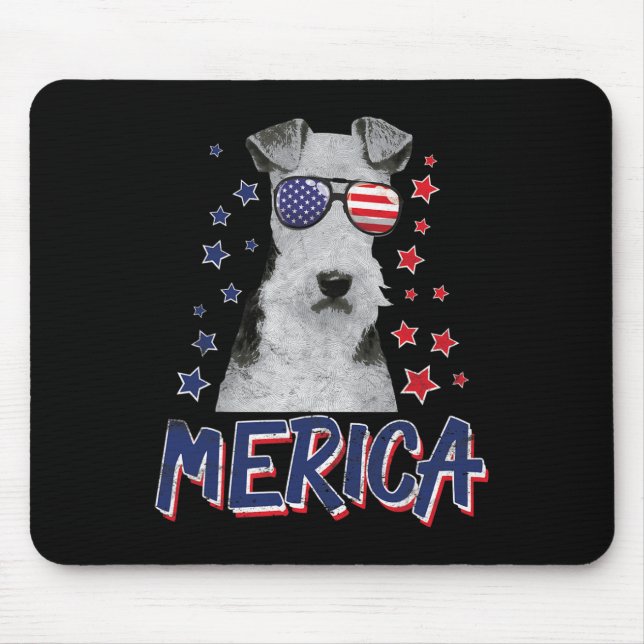 Mousepad Merica Wire Fox Terrier Dog 4 De Julho Presente No (Frente)