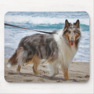 Mousepad Merle Collie Dog na Praia