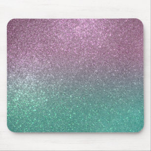 Mousepad Mermaid Pink Green Sparkly Glitter Ombre