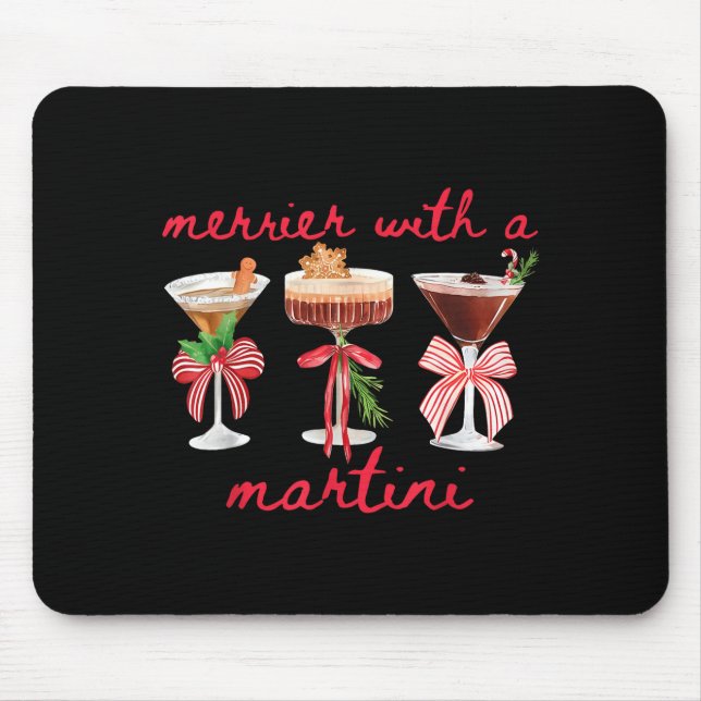 Mousepad Merrier With A Martini Funny Bachelorette Merry Ch (Frente)