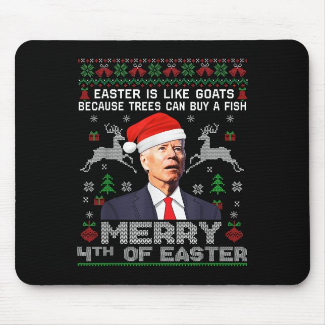 Mousepad Merry 4th Of Easter Funny Biden Ugly Christmas Swe (Frente)