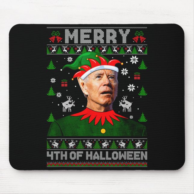 Mousepad Merry 4th Of Halloween Joe Biden Christmas Ugly Sw (Frente)