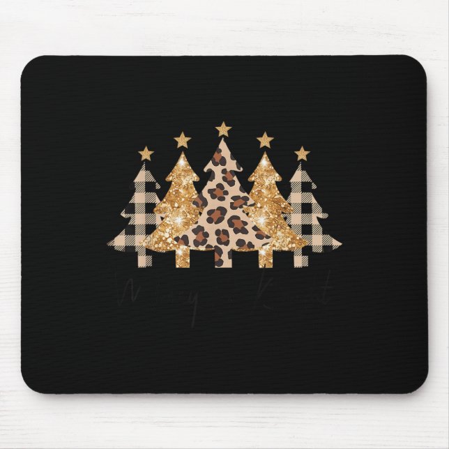 Mousepad Merry &amp; Bright Leopard Christmas Tree For Wome (Frente)