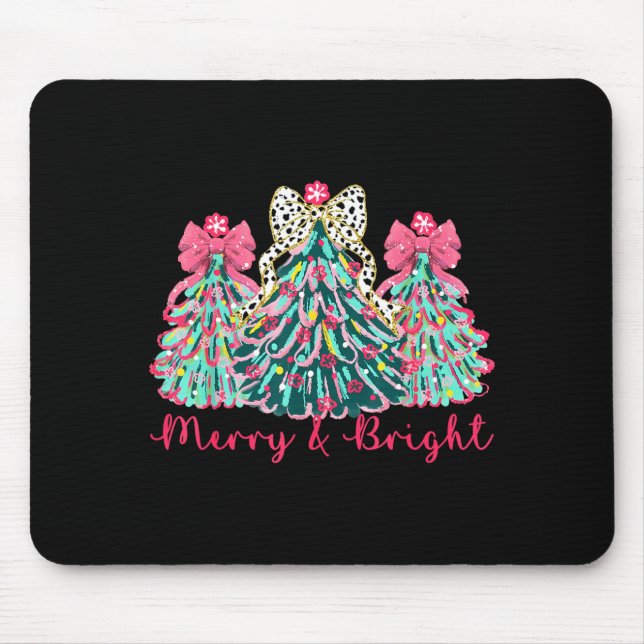 Mousepad Merry And Bright Christmas Tree Xmas Tree Family H (Frente)