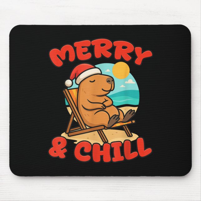Mousepad Merry And Chill Capybara _ Funny Cute Capybara San (Frente)