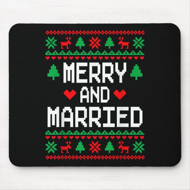 Mousepad Merry And Married Couples Matching Ugly Christmas  (Frente)