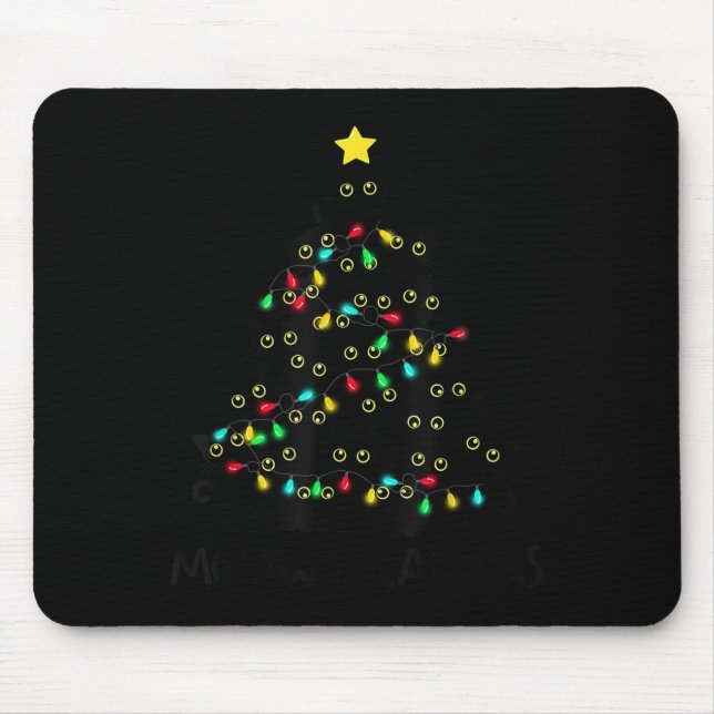 Mousepad Merry Catmas Cat Christmas Tree Kids Girls Boys Me (Frente)
