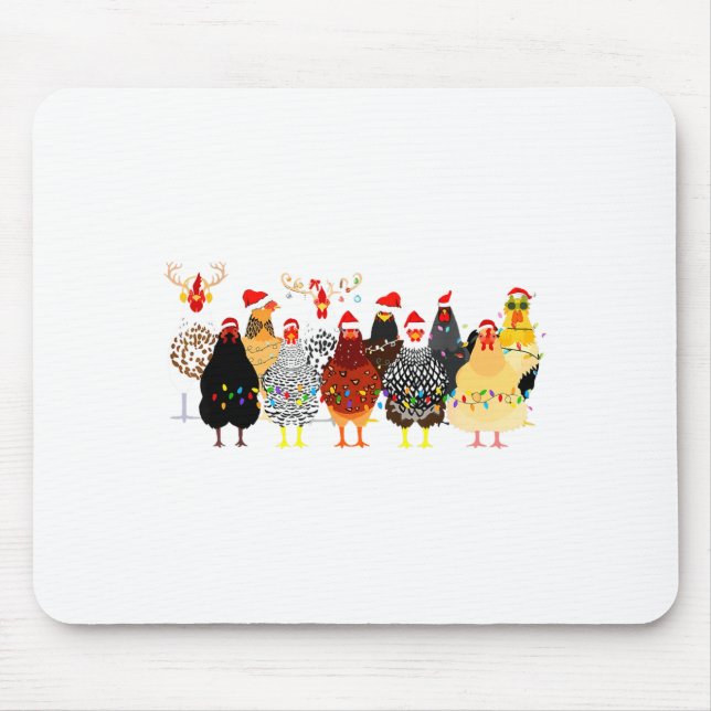 Mousepad Merry Chickmas Chicken Christmas Ornament Lights S (Frente)