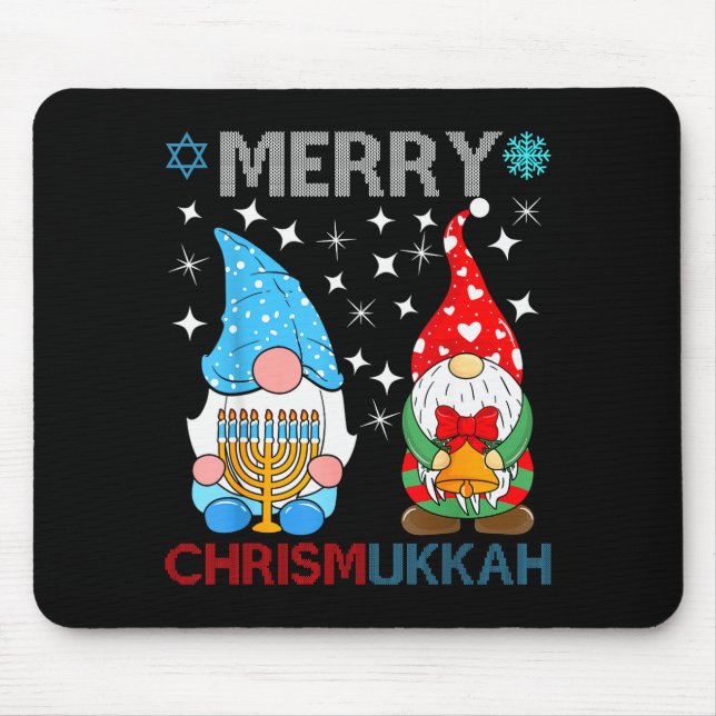 Mousepad Merry Chrismukkah Funny Gnomes Christmas And Hanuk (Frente)