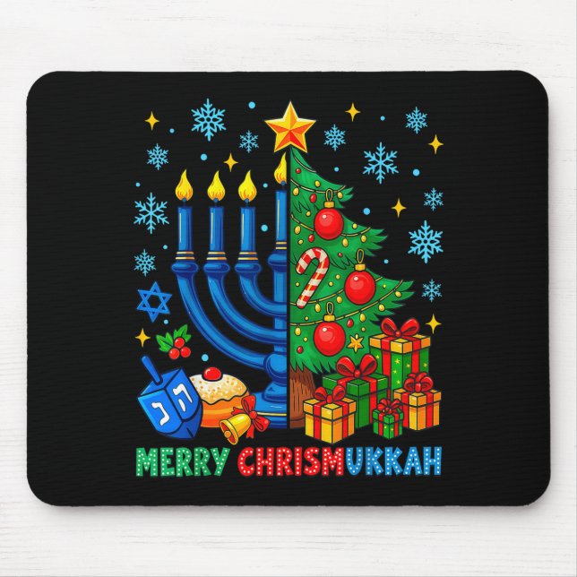Mousepad Merry Chrismukkah Happy Christmas Hanukkah Pajama  (Frente)