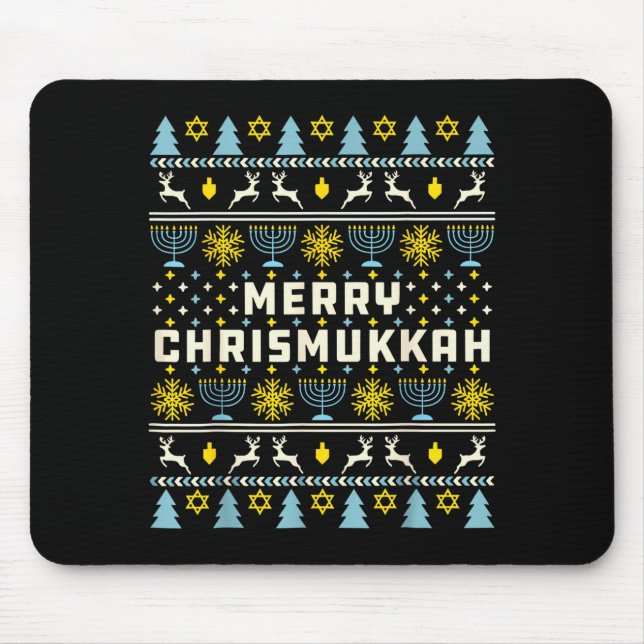 Mousepad Merry Chrismukkah Happy Hanukkah Jew Ugly Christma (Frente)