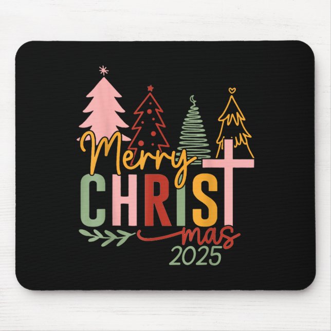 Mousepad Merry Christ Mas Christian Christmas 2025 Family P (Frente)