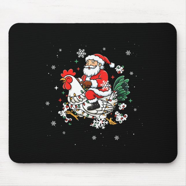 Mousepad Merry Christmas 2025 Funny Santa Riding Chicken Ch (Frente)