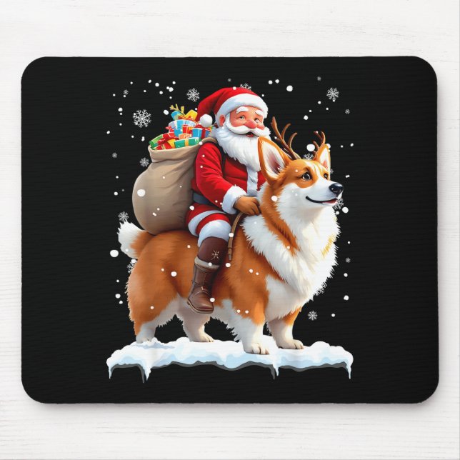 Mousepad Merry Christmas 2025 Santa Riding Corgi Dog Xmas  (Frente)
