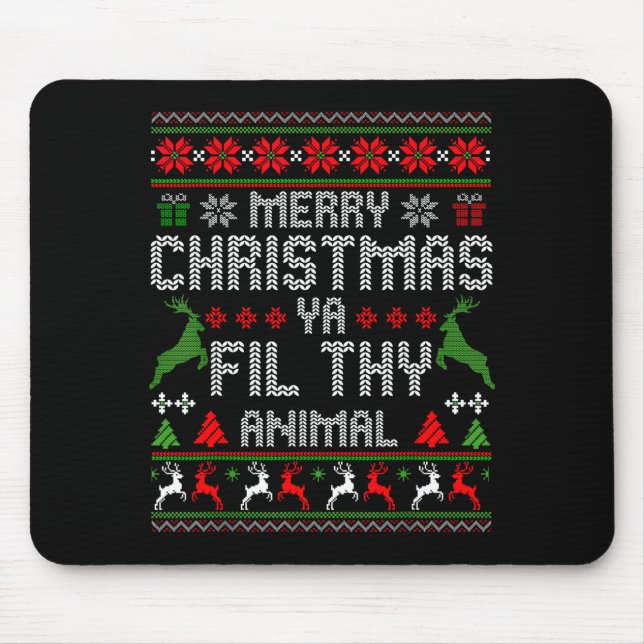 Mousepad Merry Christmas Animal Filthy Ya Xmas Pajama Chris (Frente)
