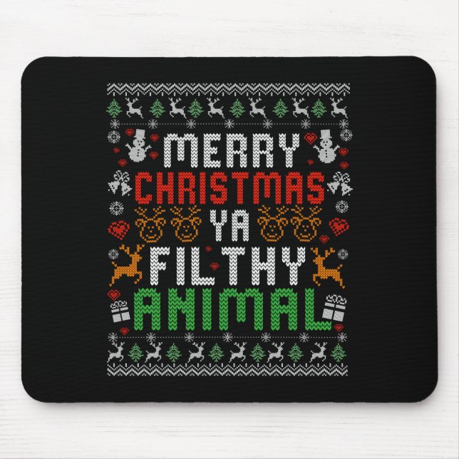 Mousepad Merry Christmas Animal Filthy Ya Xmas Pajama Shirt (Frente)