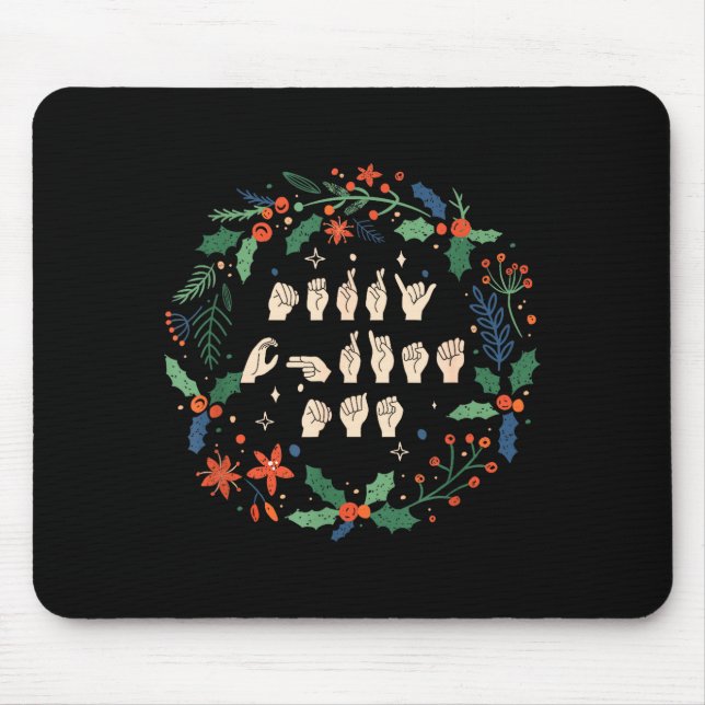 Mousepad Merry Christmas Asl Sign Language Deaf Sped Women  (Frente)