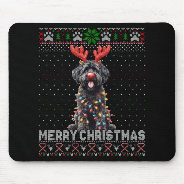 Mousepad Merry Christmas Black Ao Dog Lover Ugly Xmas T Shi (Frente)