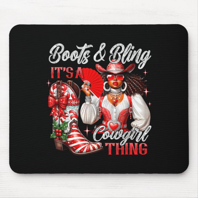 Mousepad Merry Christmas Boots &amp; Bling Its A Cowgirl Th (Frente)