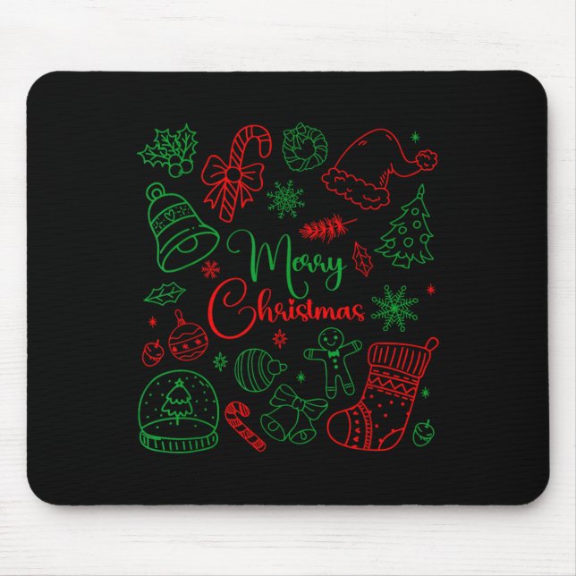 Mousepad Merry Christmas Bow Santa Xmas Coquette Aesthetic  (Frente)