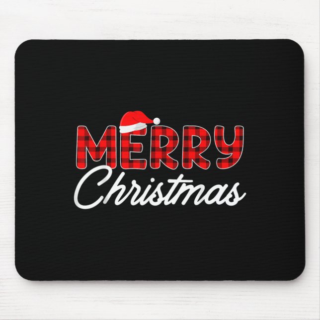 Mousepad Merry Christmas Buffalo Plaid  (Frente)