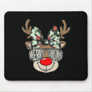 Mousepad Merry Christmas Camo Reindeer Bow Girl Women Kid H