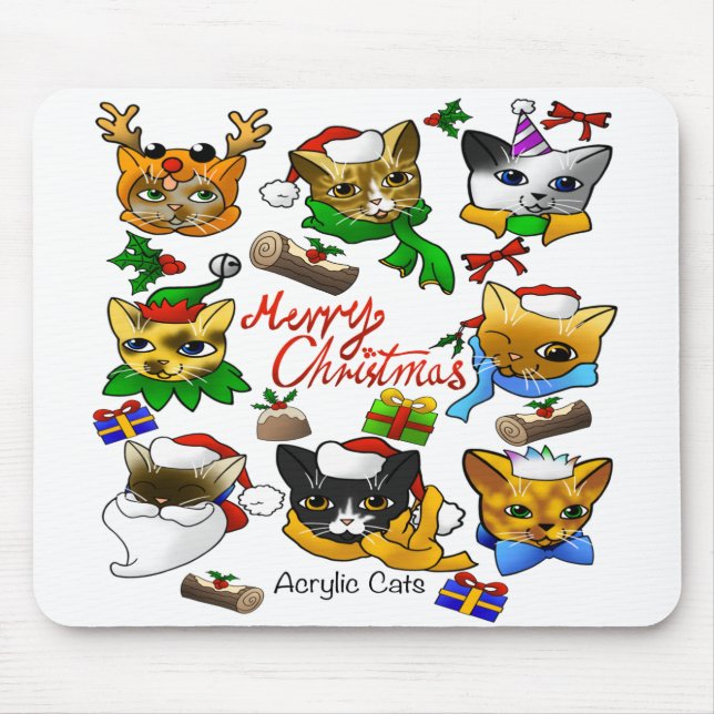 Mousepad Merry Christmas Cats (Frente)