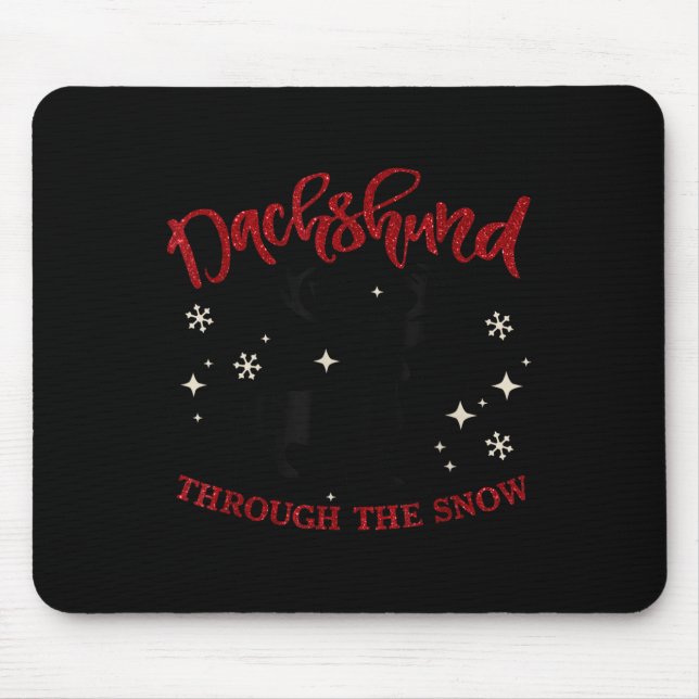 Mousepad Merry Christmas Dachshund Dog Through The Snow  (Frente)
